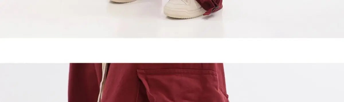 Streetwear Vintage Hip Hop Oversize Red Cargo Pants Women Drawstring Elastic Waist Loose Wide Leg Harajuku Casual Trousers 2023 voguable