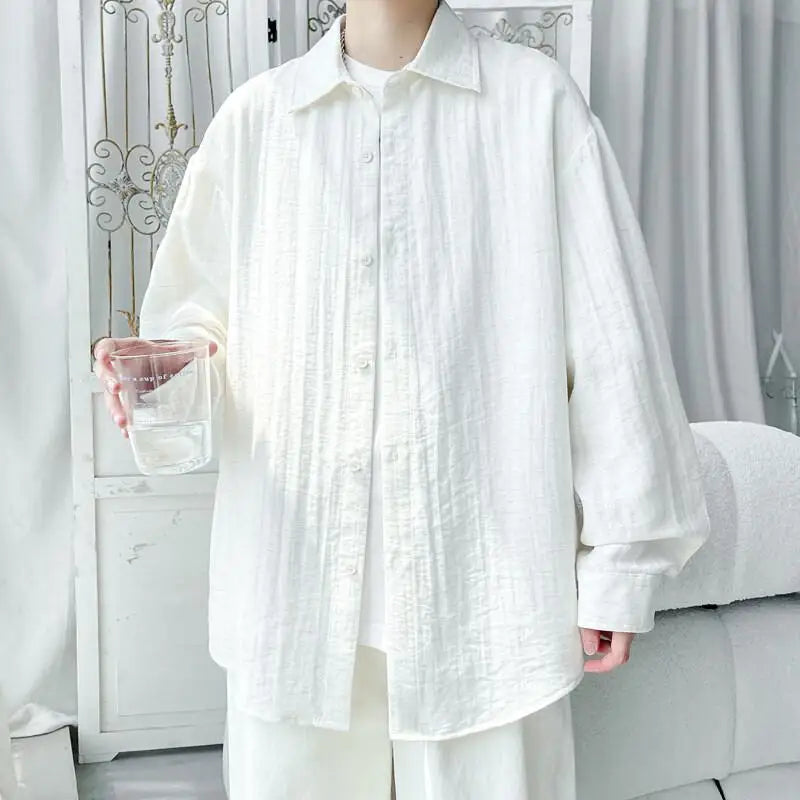 Voguable  Men's Classic Button down Shirt Single Breasted Loose Fit Solid Color Long Sleeve for Casual Office And Daily Wear Comfortable voguable