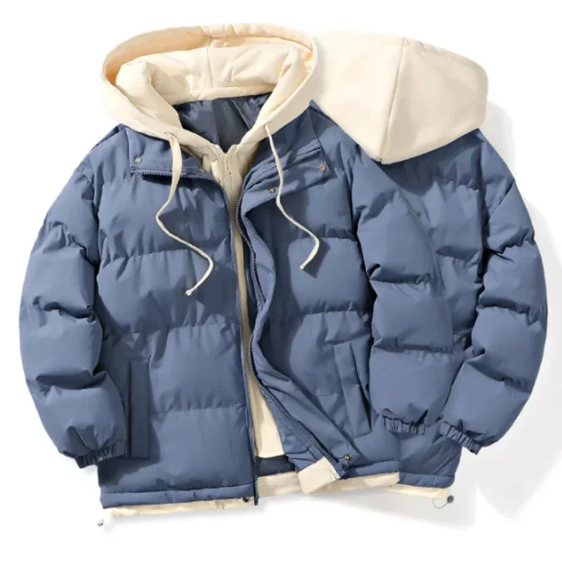 Winter Casual Male Windbreak Cotton Padded Down Jacket Warm Thick Mens Outwear Parkas New Solid Color Hooded Collar Men Parka voguable