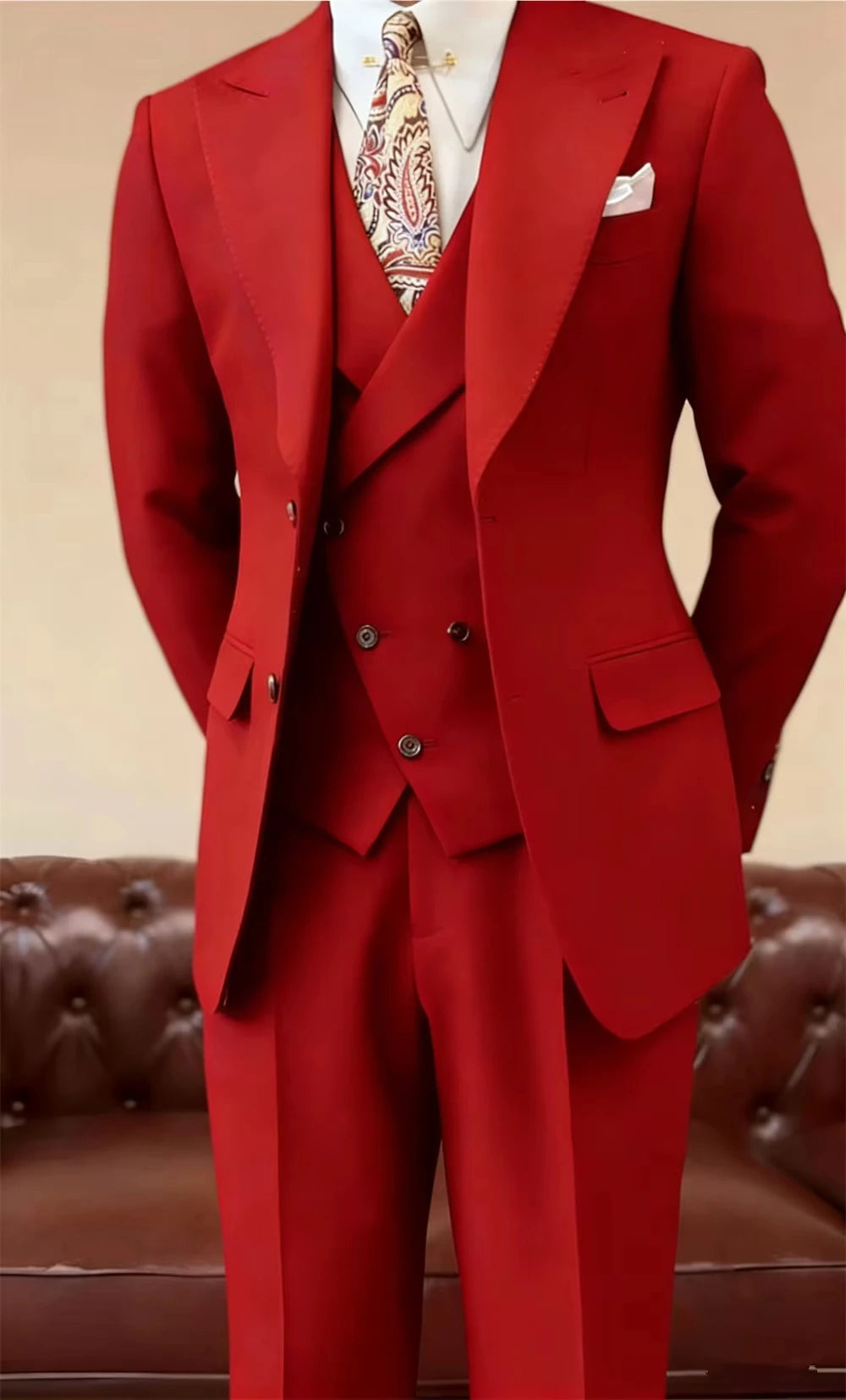 Voguable  Luxury Black Men's Suits 3 Pcs Fashion Groomsmen Suit Slim Fit Bespoke Formal Office Event Men's Suit Jacket+Vest+Pants voguable