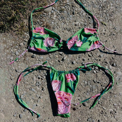 Pink Floral Bikini Sexy Swimsuit Women Push Up Swimwear Female Mirco Biquini Halter Bathing Suit Monokini Bodysuit Beachwear voguable