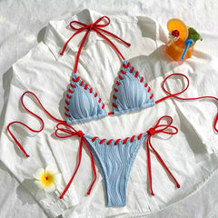 Voguable  Triangle String Bikinis Women Swimwear Female Sexy Swimsuit Solid Bathers Bathing Swimming Swim Suit Beachwear voguable