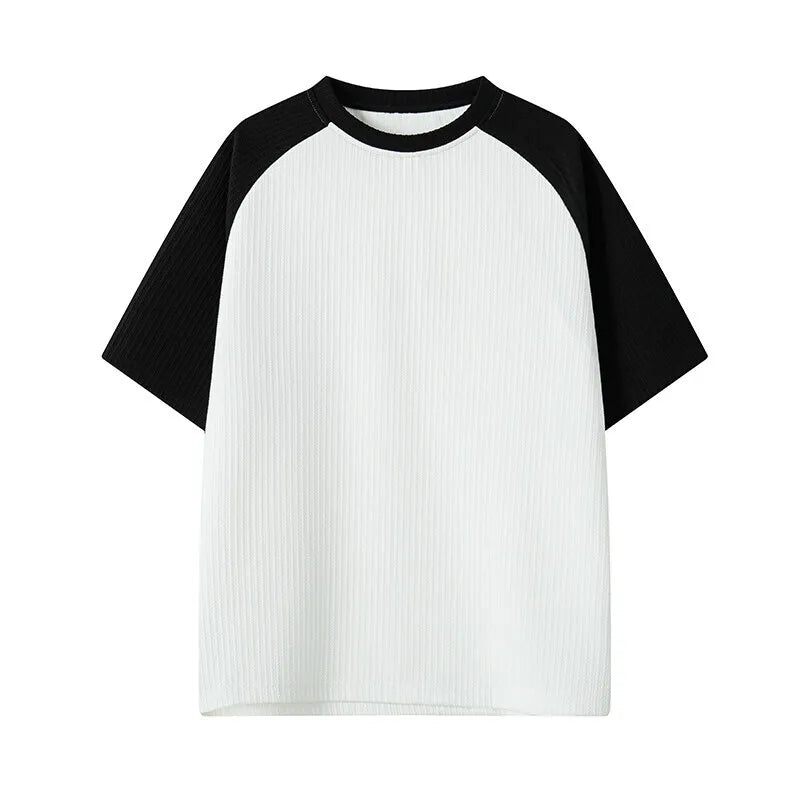 Summer Short Sleeved T-shirt Men Fashion White Casual T Shirt Men Streetwear Korean Pleated T Shirt Mens Top Large Size 4XL voguable