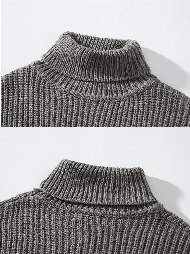 Autumn Winter Mens Casual Turtleneck Pullover Men's Long Sleeve Rollneck Sweater Korean Style Fashion Warm Knitted Sweater voguable