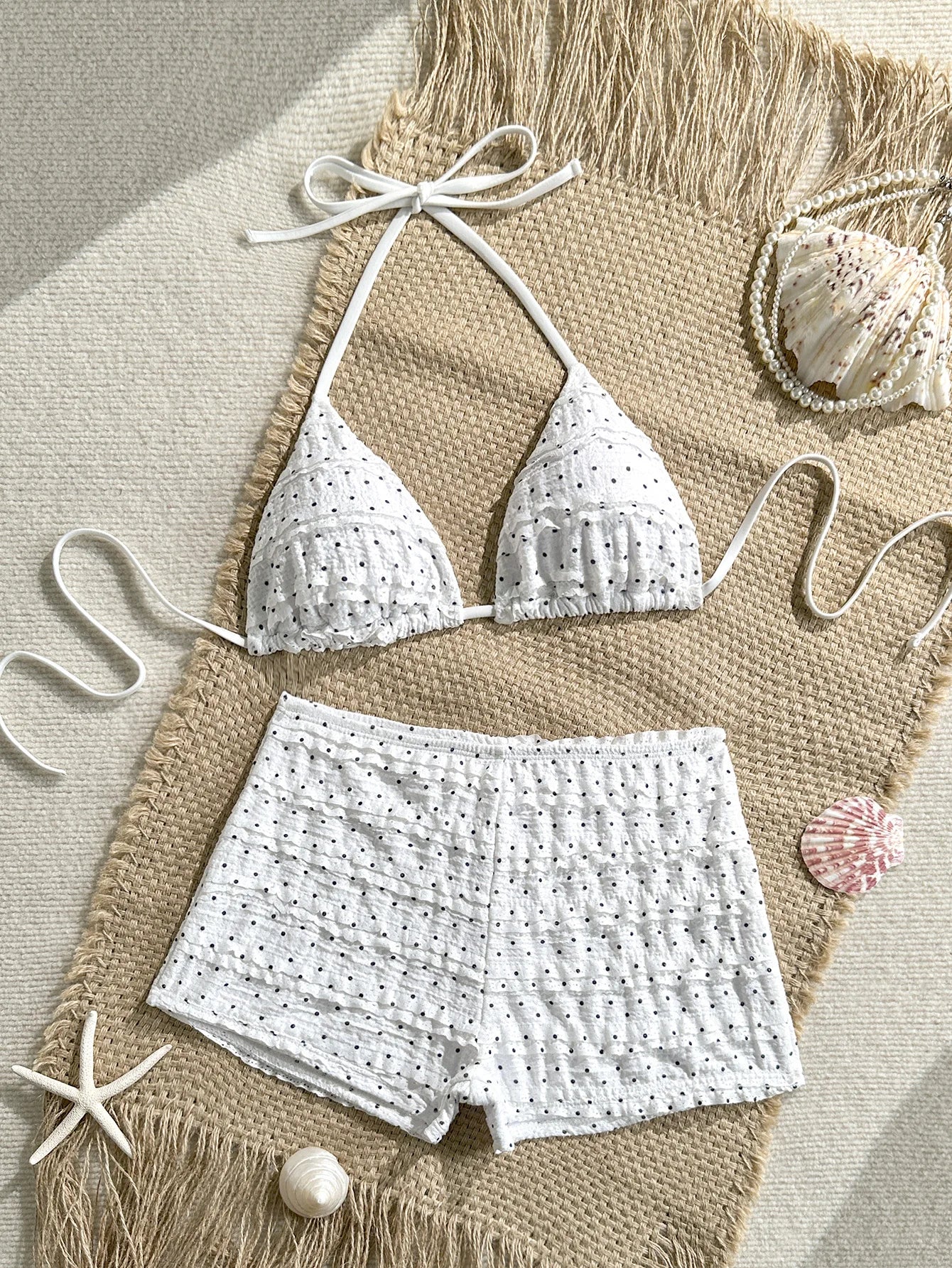 Voguable  Sexy Push Up Bra High Waist Bikinis Sets Women White Polka Dot Print Swimsuit Summer Holiday Bathing Suit Two Piece Swimwear voguable