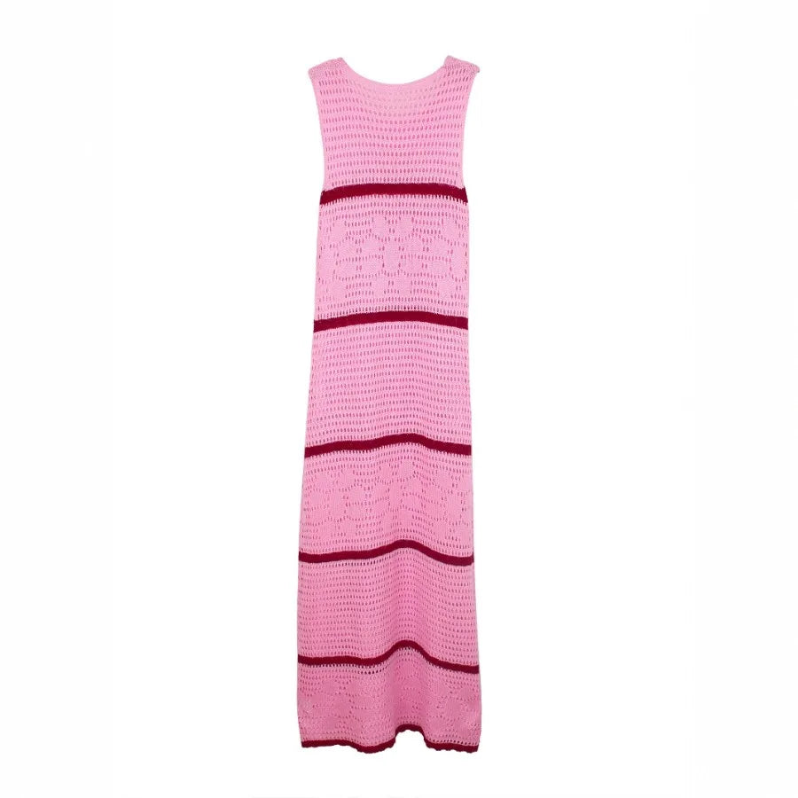 Voguable  European and American  source manufacturers knitted sweaters contrasting vests hollow dress spring and summer voguable