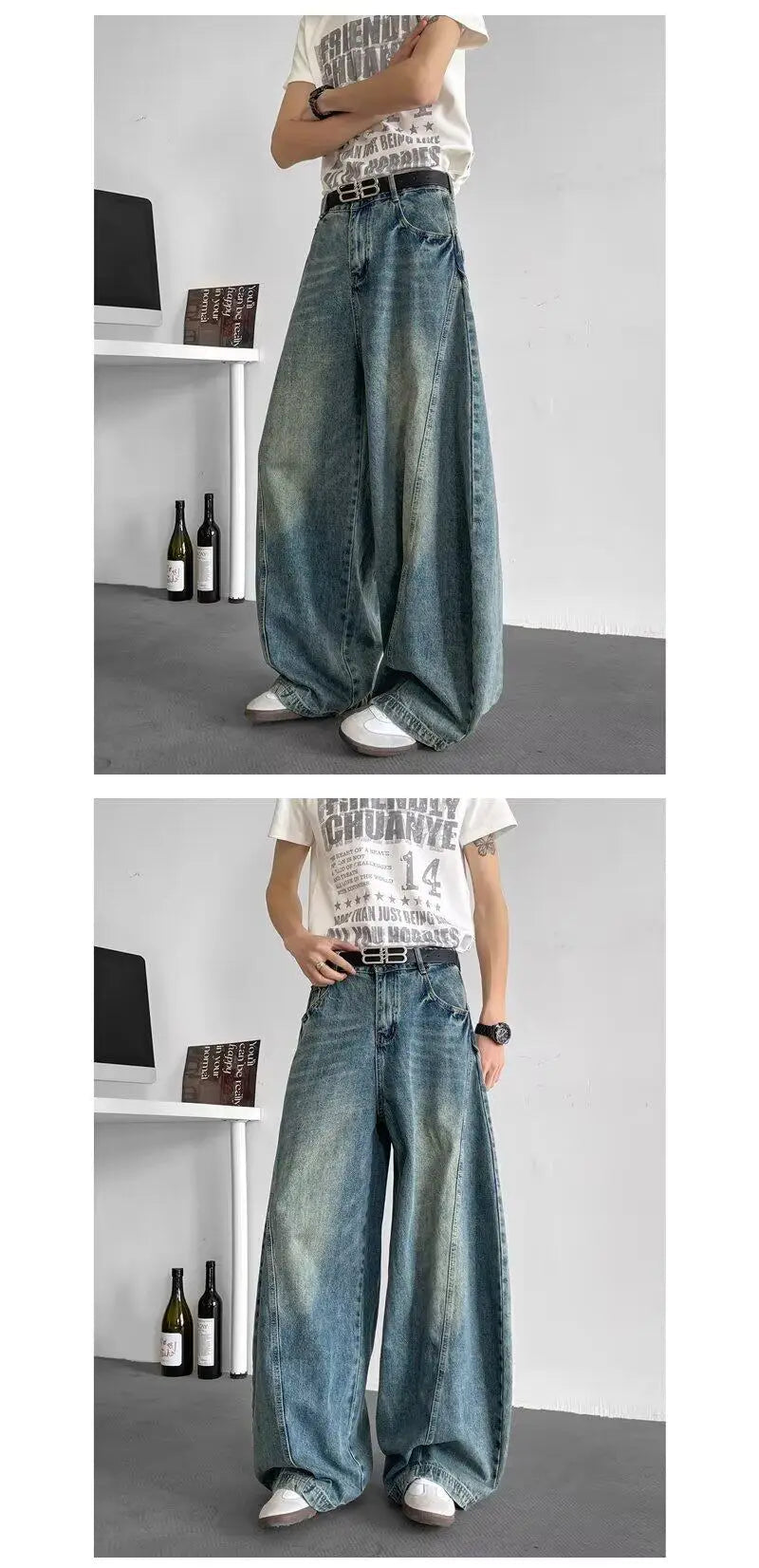 Men Baggy Jeans Wide Leg Unisex Streetwear Hip Hop Dance Pants Loose Fit Trousers Oversized Urban Jogger Street Dance Clothing voguable