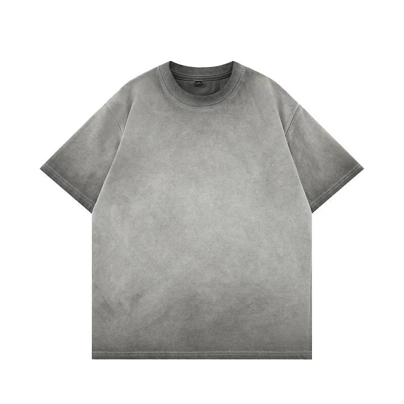 Mens Gradient Washed Loose Crew Neck Tee Streetwear Vintage Distressed Oversized Tshirt man Casual Fashion Trendy Basic Top 2025 voguable