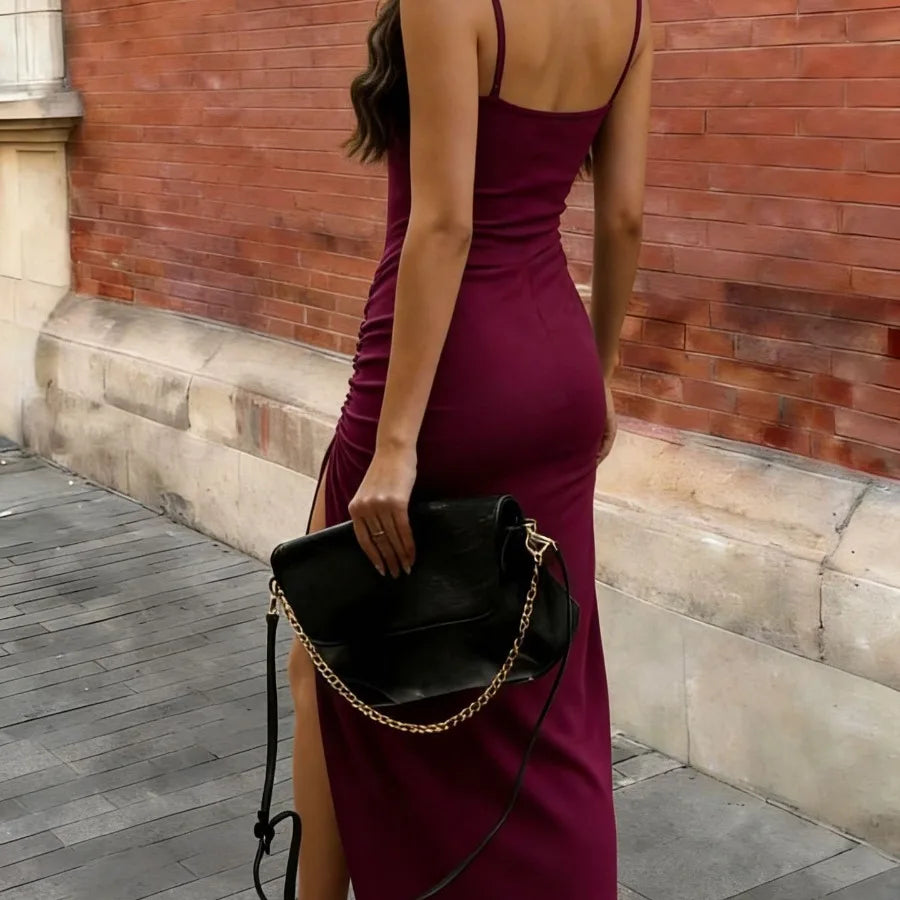Voguable  European and American - summer new fashionable sexy and elegant solid color low-cut suspenders backless folds s voguable