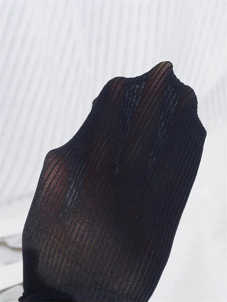 Knit Ribbed Pantyhose Women Sexy See-Through Stockings Black Striped Lace Tights For Women Skinny Leggings Pantyhose New voguable