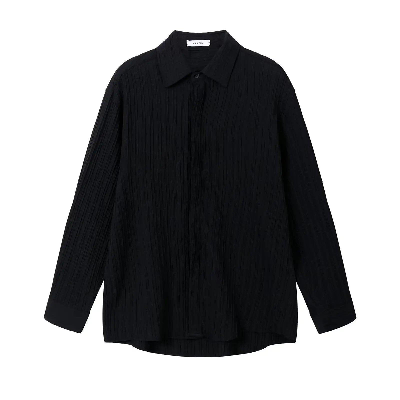 Voguable Black Apricot White Long-sleeved Shirt Men Fashion Social Men Dress Shirt Korean Loose Casual Pleated Shirts Men Formal Shirt voguable