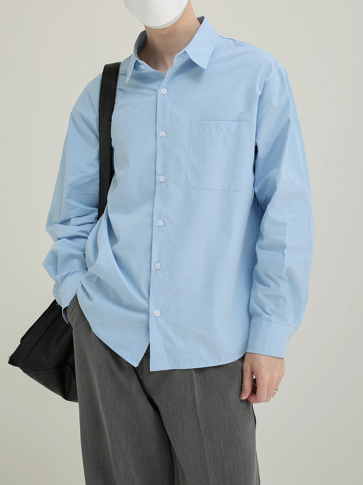 Voguable Blue White Shirt Men Fashion Social Men Dress Shirt Korean Loose Long Sleeve Shirt Men Office Formal Shirt Male Casual Shirts voguable
