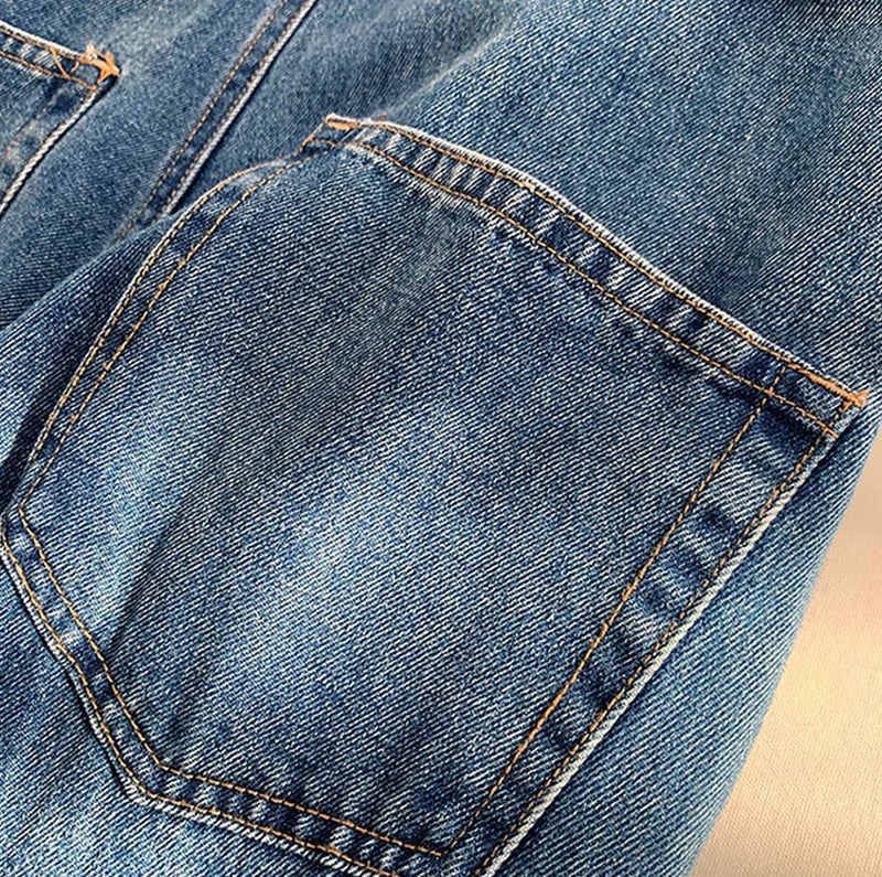 Voguable  Jumpsuits Women Streetwear Denim Overalls Vintage Loose Casual Wide Leg Pants High Waist Strap Straight Jeans Trousers New voguable