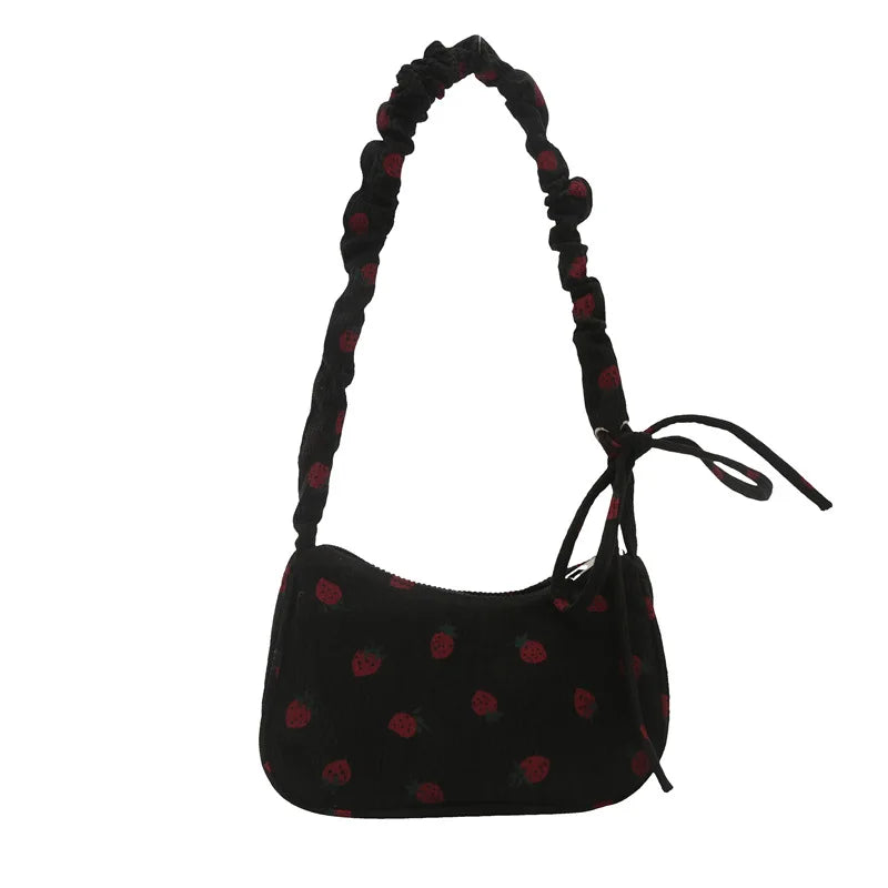 Women Summer Kawaii Cute Strawberry Print Shoulder Bags Fashion Y2k Aesthetic Casual Underarm Bag Japanese Fairy Sweet Handbags voguable