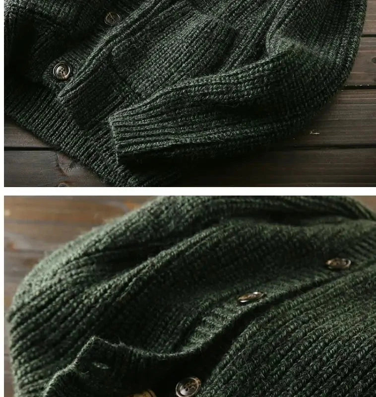 American High-end Knit Cardigan Men's Stand Collar Sweater Cardigan Korean 2025 New Spring Autumn New Sweater Button Jacket Chic voguable