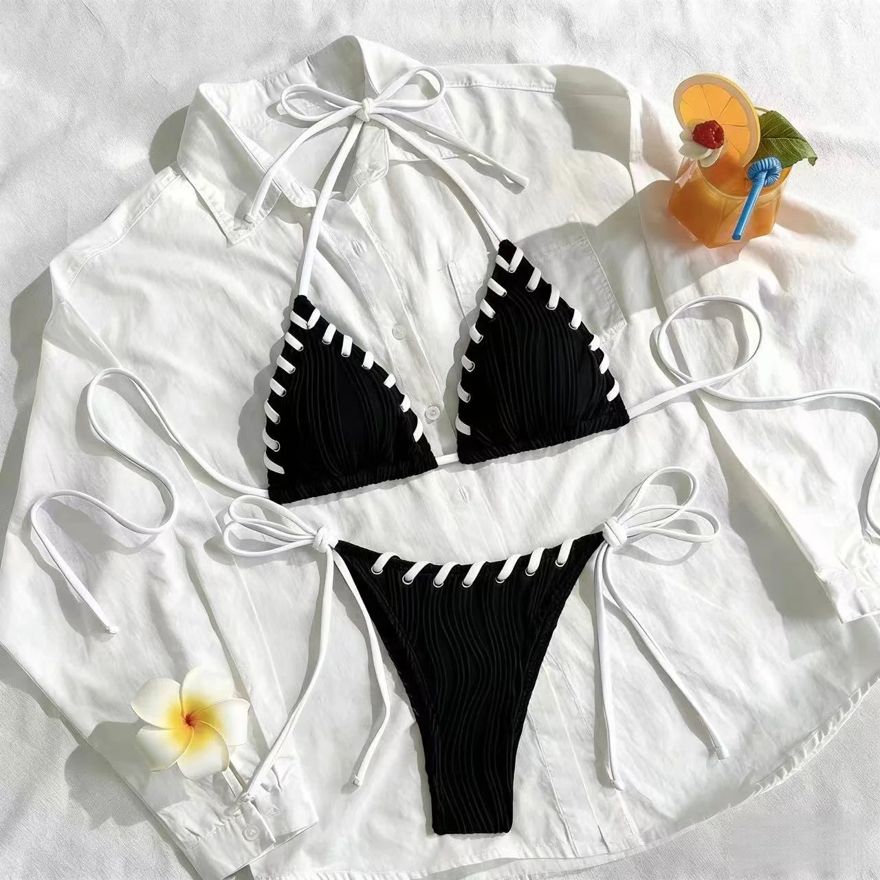 Voguable  Triangle String Bikinis Women Swimwear Female Sexy Swimsuit Solid Bathers Bathing Swimming Swim Suit Beachwear voguable