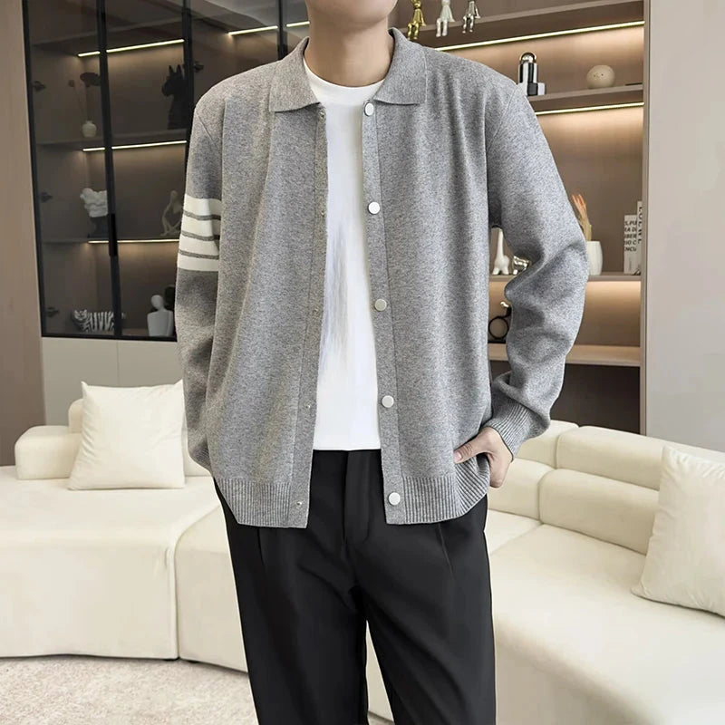 Japanese Retro Men's Cardigan Coats Light Luxury Knitted Lapel Long Sleeve Sweater Jacket Leisure Premium Quality Knitwear M-3XL voguable