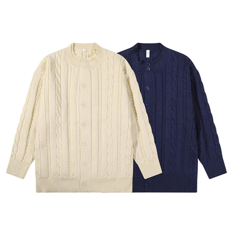 Korean Fashion Men Cardigan Light Luxury Knitted O Neck Long Sleeve Sweater Coat Autumn  Premium Quality Jacquard Knitwear M-3XL voguable