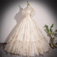 Champagne Off Shouder Strapless Elegant Evening Dress Fairy Sweet Stage Performance Princess Long Wedding Dresses for Women voguable