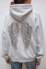 Voguable  Oversized Sequin Angel Wings Hoodie Women Men Dark Blue Streetwear Sweatshirt Y2K Gothic Hip Hop Hooded Pullover voguable