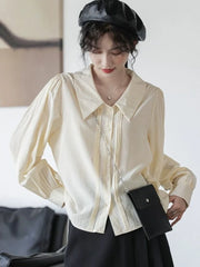 Voguable  Preppy Style Women Sweet Shirt Korean Elegant Simple Blouse Spring Long Sleeve All Match Casual Vintage Female Loose Tops voguable