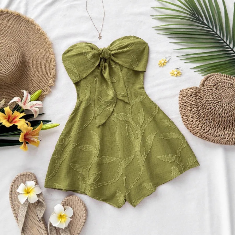 Voguable  European and American stock quick-release vacation style summer seaside sling orange slim hot girl tube top dress voguable