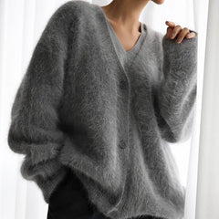 Sexy Cardigans Women Korean Fashion Vintage Knit Loose Sweaters Women Black Long Sleeve Top Knitted Button Up Pink Top Mohair Pbong