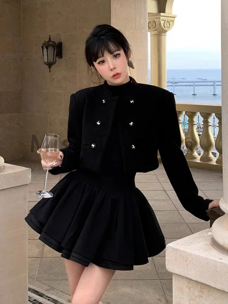 Winter Hepburn Party Mini Dress Women Patchwork Black Slim Vintage Mini Dress Female Korean Fashion Elegant One Piece Dress 2023 voguable