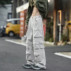 Street Popular Multi-pocket Overalls Men's Harajuku Style Loose Casual Pants High Street Retro Women’s Slacks Hip Hop Trousers