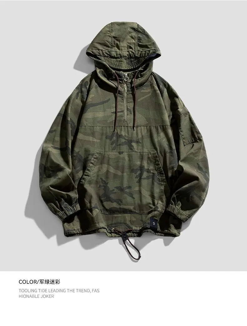 American Camouflage Hoody Mountaineering Suit Work Jacket Men's Hooded Jacket Spring Autumn Hip-hop Handsome Jacket voguable