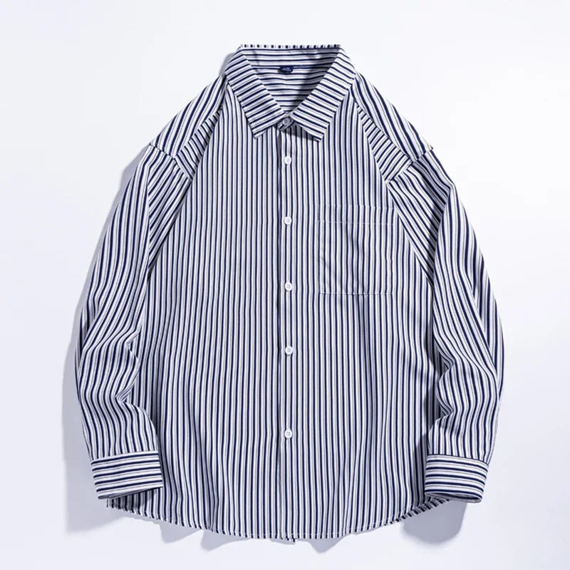 Voguable  Trendy Brand Fashion Autumn New Men's Turn-down Collar Printing Single Breasted High Street Casual Loose Long Sleeve Shirts Tops voguable