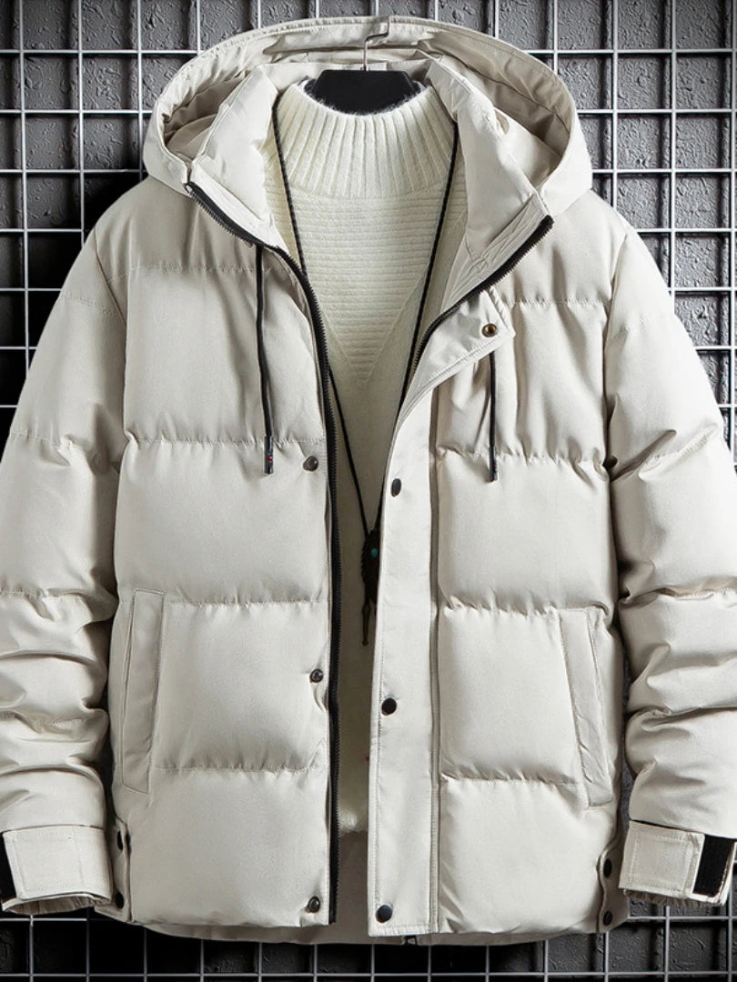 Padded Jacket Men Winter Parkas Thick Jacket Coats Fashion Men Casual Solid Color Hooded Parkas Male Black Khaki Warm Coat voguable