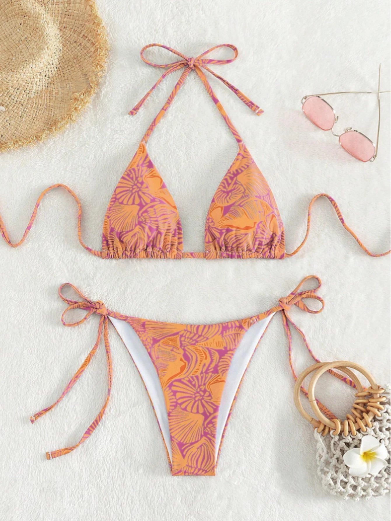 Voguable  Triangle String Bikinis Printed Swimwear Female Sexy Brazilian Swimsuit Women Bathers Bathing Swimming Swim Suit Beachwear voguable