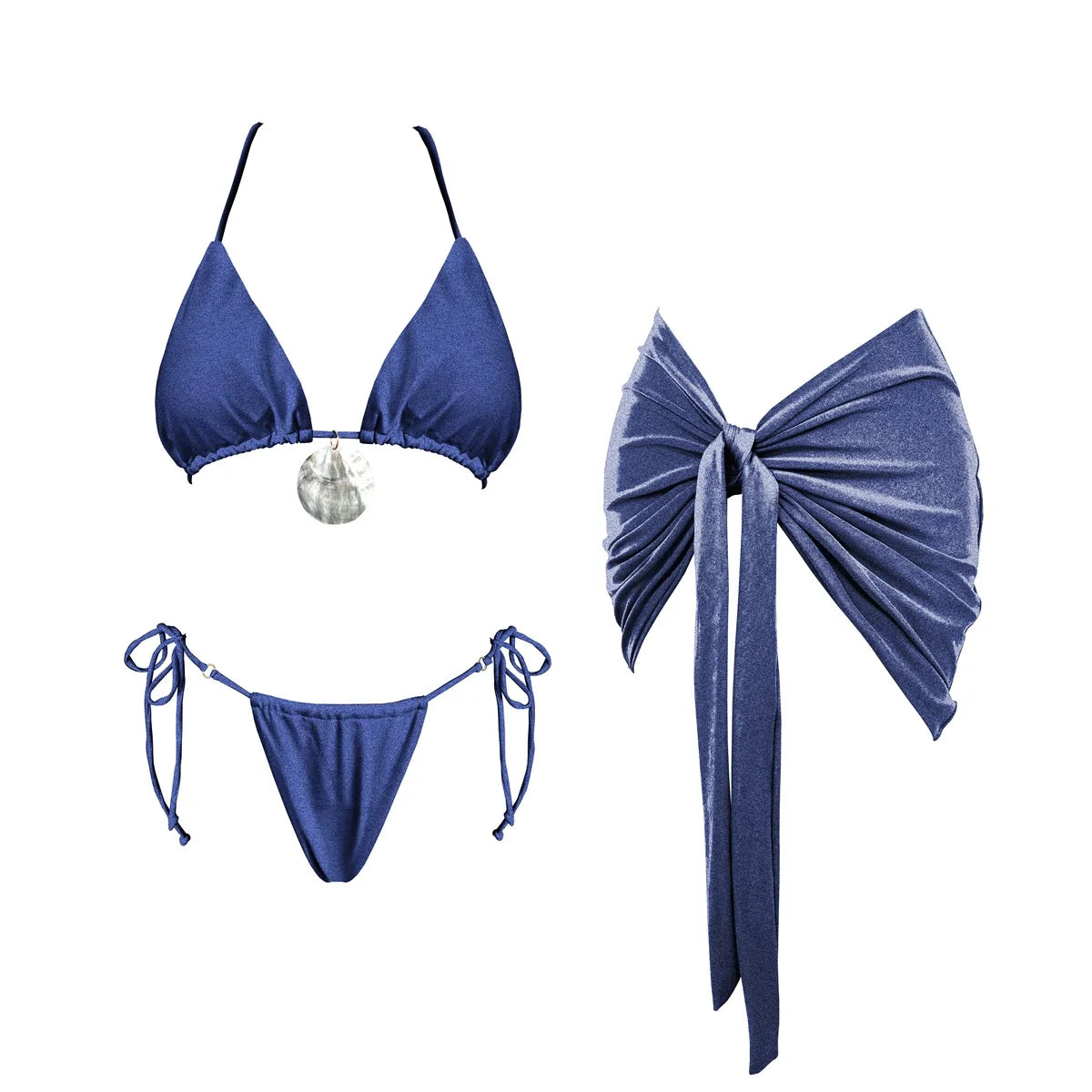 3 Pieces Bikinis Sexy Women Swimsuit Halter Swimwear Mini Skirt Female Button Bikini Set Beachwear Bathing Suits Bodysuit voguable