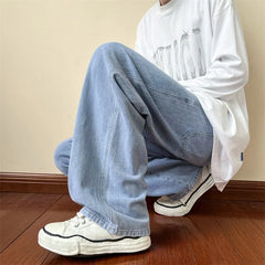 Blue Jeans Men Ankle length Jeans Male Straight Denim Pants Men New Streetwear Baggy Jeans Ins Washed Denim Pants Black Clothes gotmes-shop