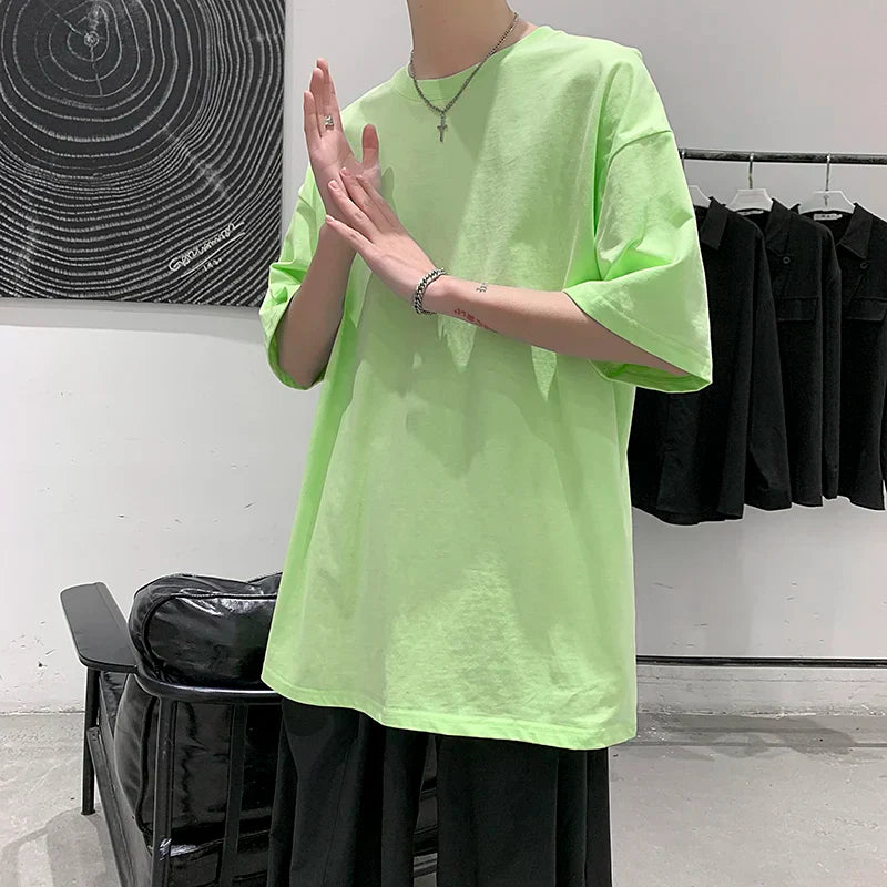 Men Oversized Graphic Solid T Shirts Colorfuls 100% Cotton Mens White Classical Tee Male Short Sleeve O-Neck Tops gotmes-shop