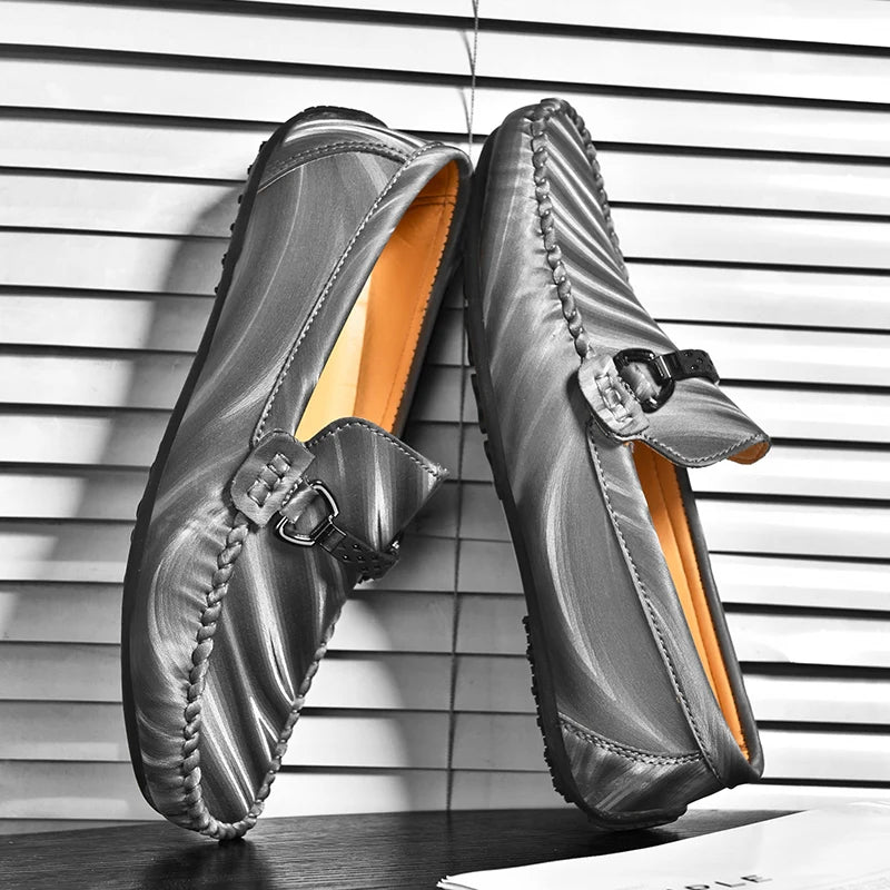 Voguable  Men's Genuine Leather Loafers Plus Size Slip-On Breathable Casual Business Driving Shoes Retro Handmade Spring Autumn flats voguable