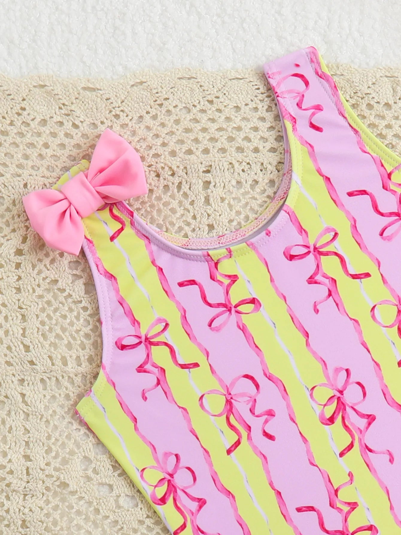 Voguable  Girls Kids One Pieces Swimsuit Beach with Swim Ruffles Swimwear Bathing Suit Print Kids Knot Bikinis Bodysuit Summer voguable