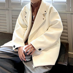 Voguable Winter Thickened Short Woolen Coat Men Warm Casual Zipper Woolen Jacket Men Korean Loose Thick Woolen Coat Men Jackets Coat voguable