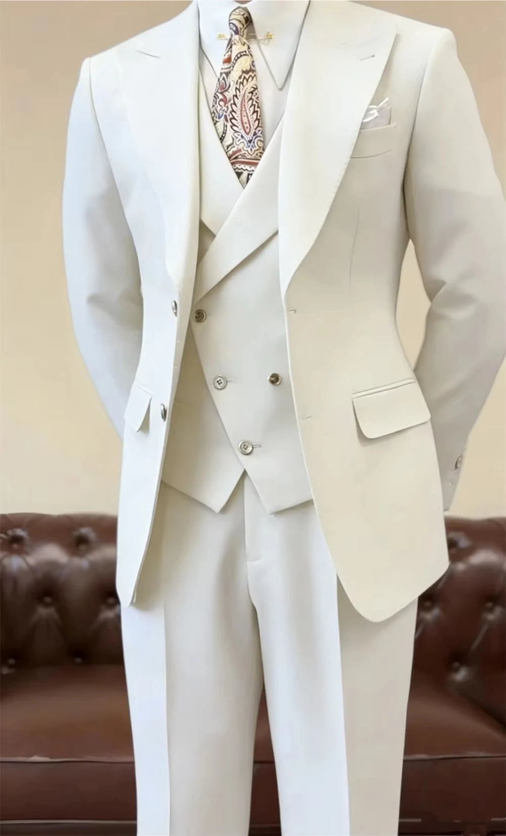 Voguable  Luxury Black Men's Suits 3 Pcs Fashion Groomsmen Suit Slim Fit Bespoke Formal Office Event Men's Suit Jacket+Vest+Pants voguable