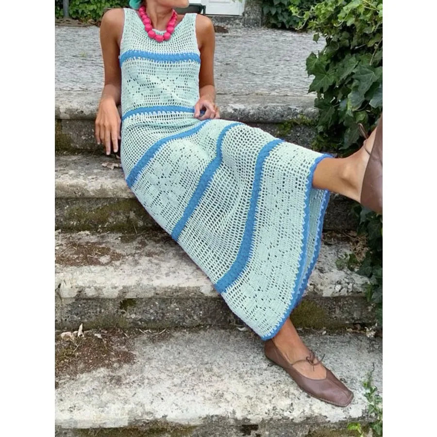 Voguable  European and American  source manufacturers knitted sweaters contrasting vests hollow dress spring and summer voguable