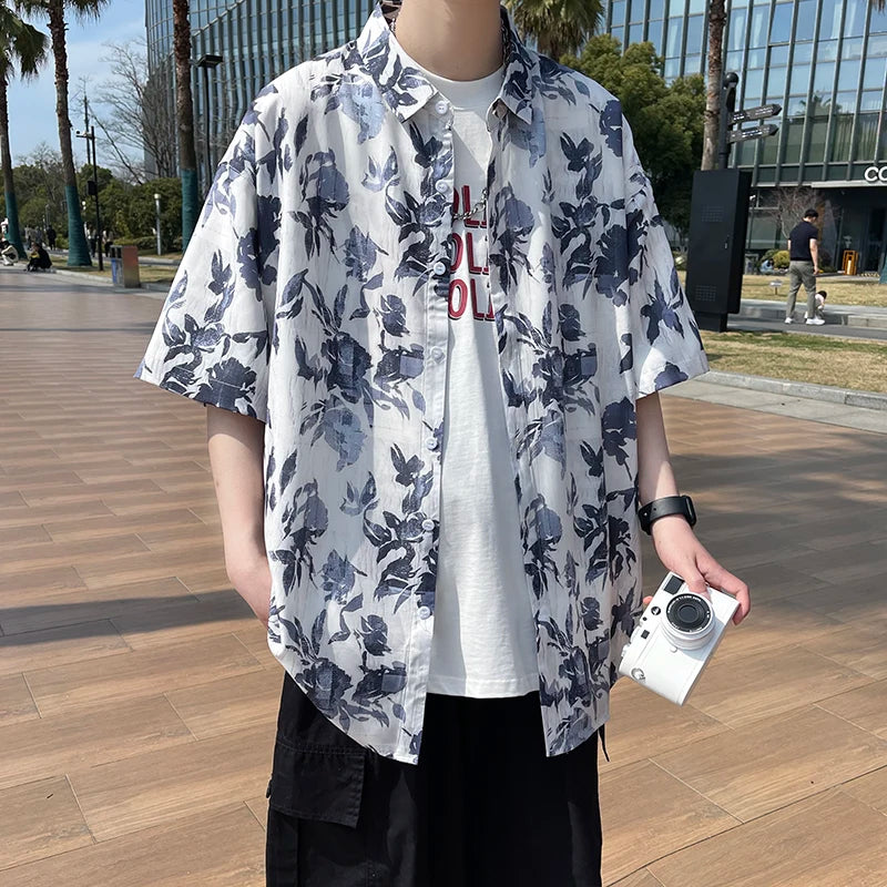 Voguable  Men's Stylish Summer Short Sleeve Hawaiian Shirt Tropical Floral Print Breezy Lightweight Casual Beachwear Fashion voguable
