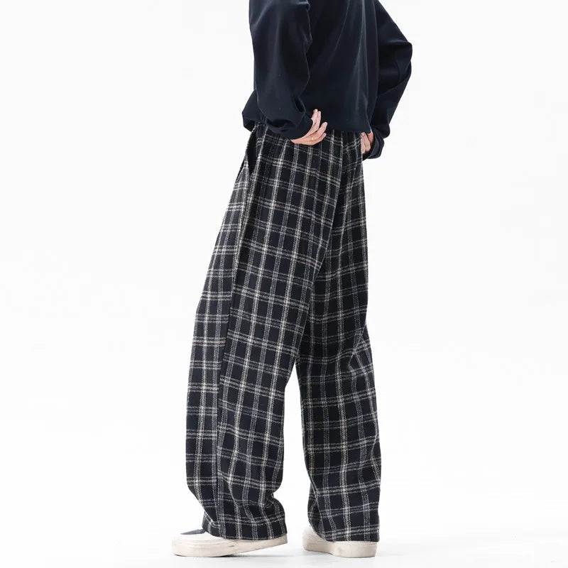 Winter Thick Pants Men Warm Fashion Retro Casual Pants Men Streetwear Hip-hop Loose Wide Leg Pants Mens Vintage Trousers voguable