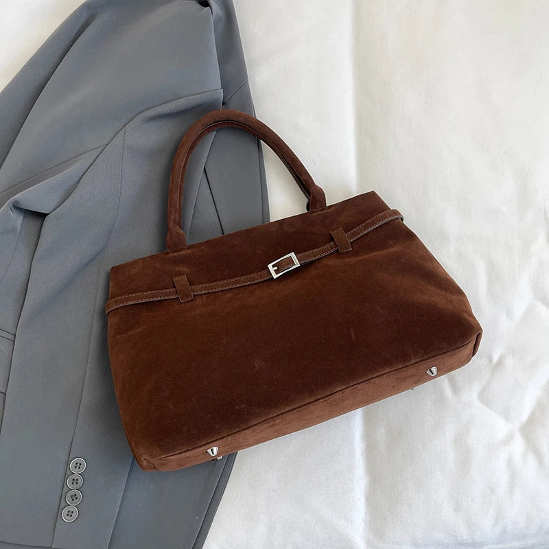 Velvet Big Top-handle Bags For Women Winter Latest Designer Handbags Luxury Pure Color Large Capacity Shopper Totes Female voguable