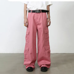 Voguable Pink Cargo Jeans Pants Men Oversize Wide Leg Denim Trousers Male Loose Casual Japanese Streetwear Hip Hop Pocket voguable