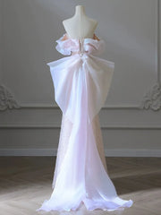 Voguable White Luxury Senior Evening Dresses Bow Strapless Beading Off The Shoulder Shiny Sequin Cockital Host Party Evening Prom Gown voguable