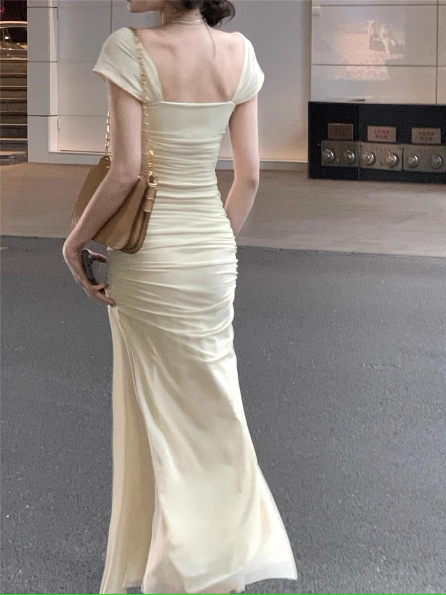 Dress Women Elegant Summer New Fashion Evening Party Ladies Vestidos Vintage Bodycon Clothes Female Korean Midi Dresses voguable