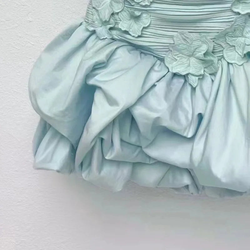 Fashion Folds Dress Women's Sleeveless Strapless High Waist Slim A Line Dresses 2025 Summer New Tide 3QW1366 voguable