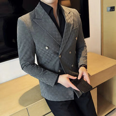 Voguable  Luxury Fashion Double Breasted Men Suit Jacket Slim Fit Business Social Wedding Formal Suit Jacket Plus Size 5XL-M Men Clothing voguable