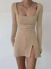 Ribbed Knitted Long Sleeve Dress mysite